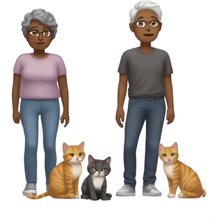 middle aged non binary person with 3 cats emoji