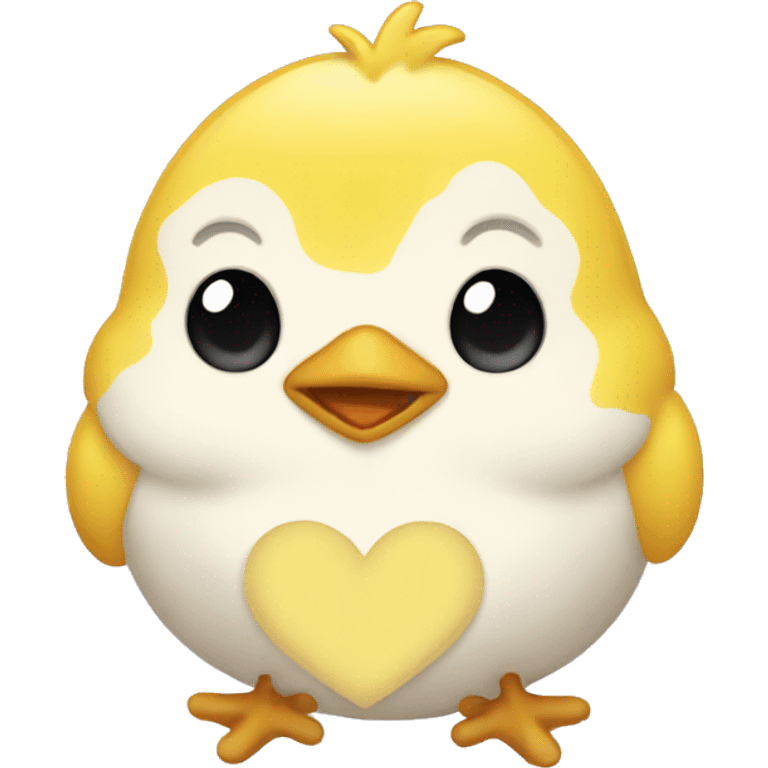 Chick with white and yellow heart emoji