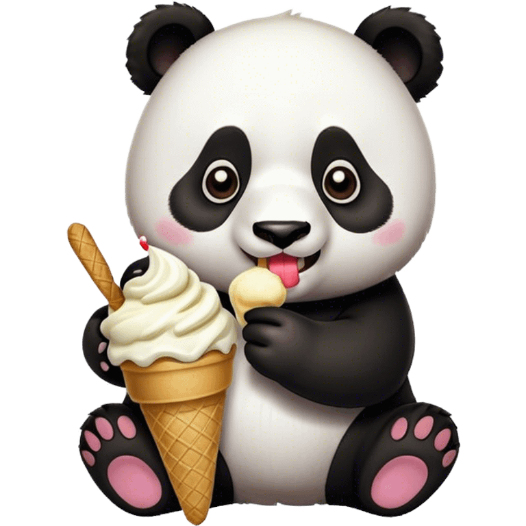 Panda eating ice cream emoji