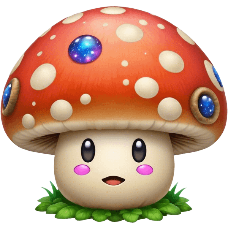 a mushroom with a face with a galaxy background emoji