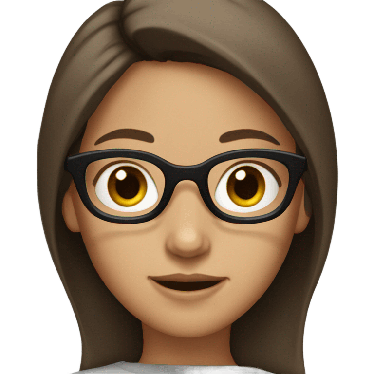 Brown hair and brown eyes and black glasses girl emoji