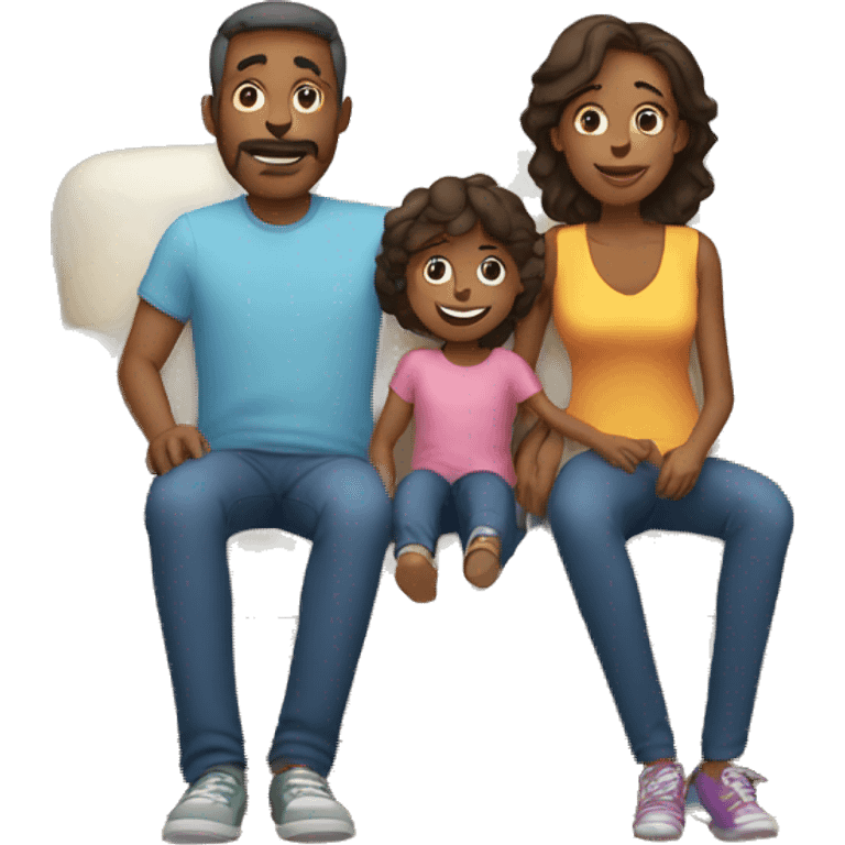 mom and dad and kid on couch emoji