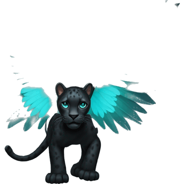 winged black leopard with turquoise eyes flying emoji