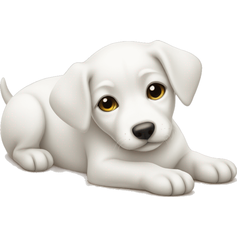 White puppy lying down emoji