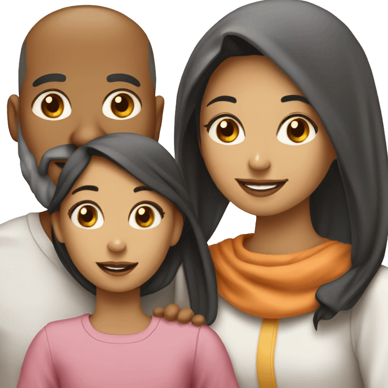 Moslem family. Father. Mother. 12 years old daughter. 6 years old daughter. Baby daughter emoji