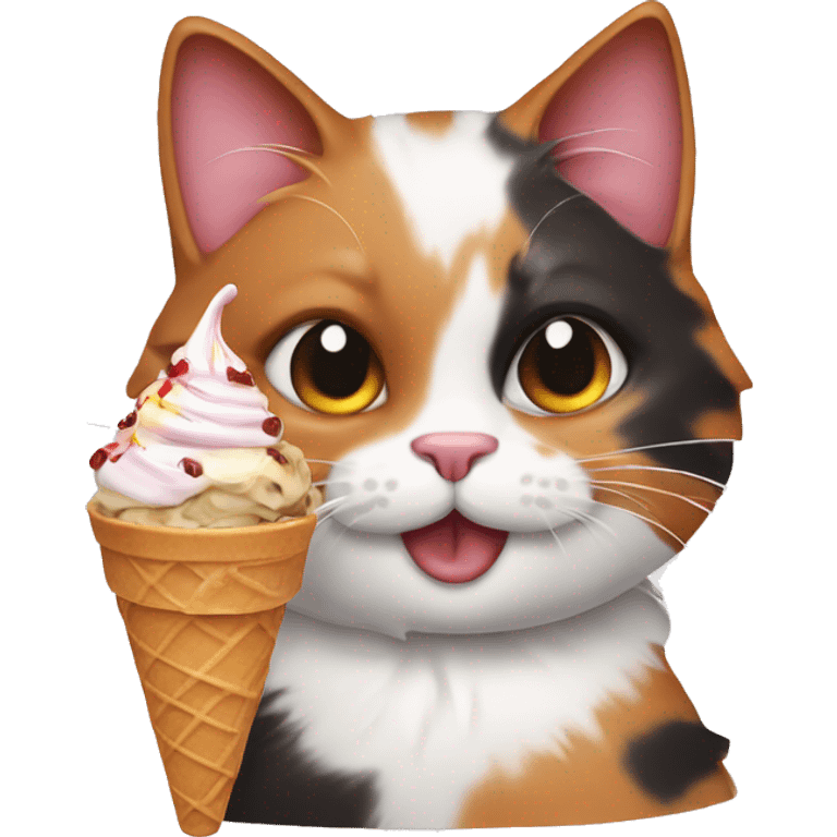 calico cat with icecream sundae  emoji