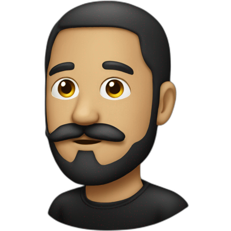 Man moustache beard black clothes emoji