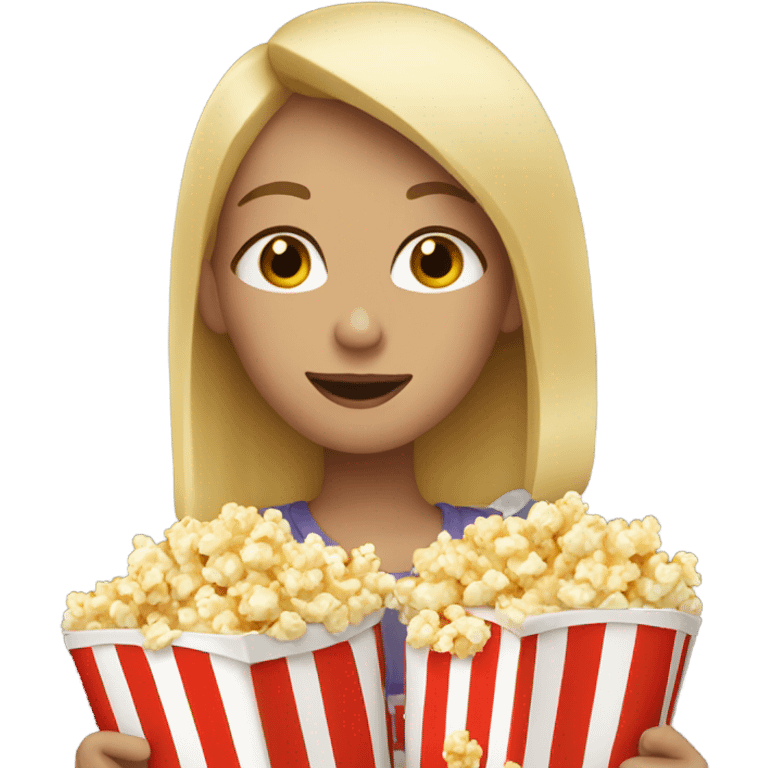 Blonde girl eating popcorn emoji