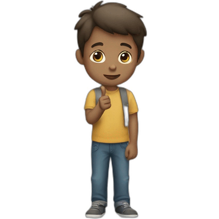 A boy pointing downwards emoji