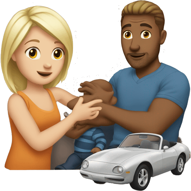 blonde dad plays cars with babyson emoji