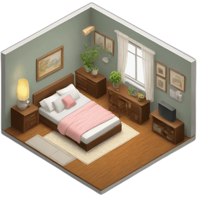 apartment interior isometric emoji