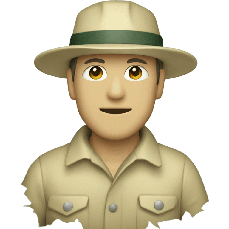 gardener pith helmet beige jacket trees emoji