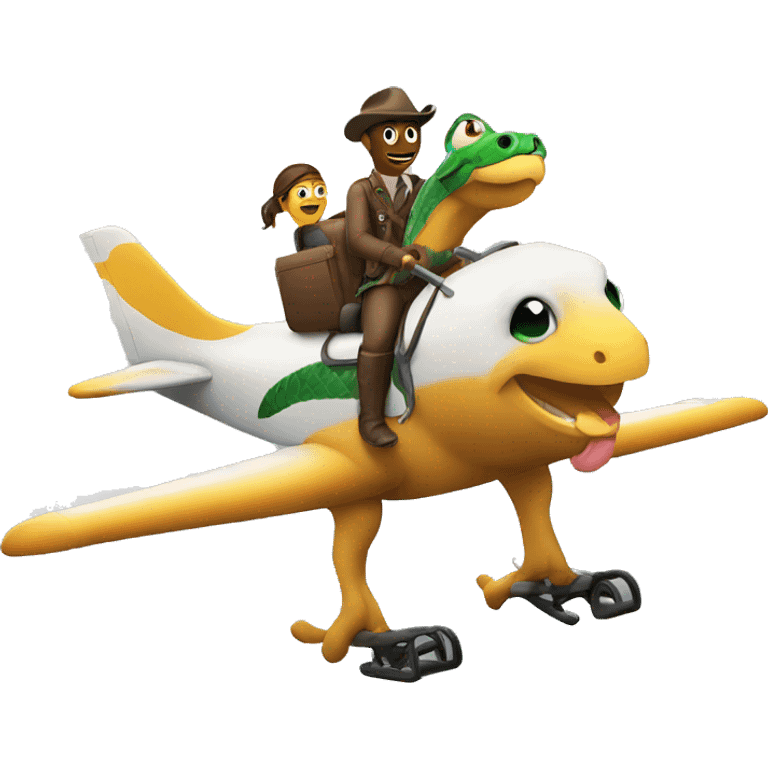 Snake riding a horse on a plane emoji