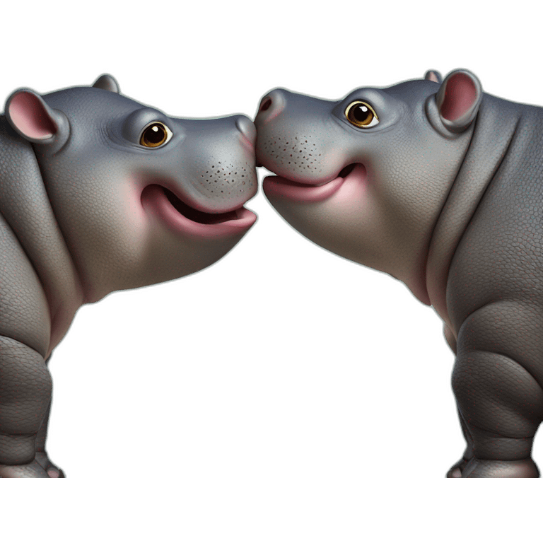 2 hippopotamus kiss emoji