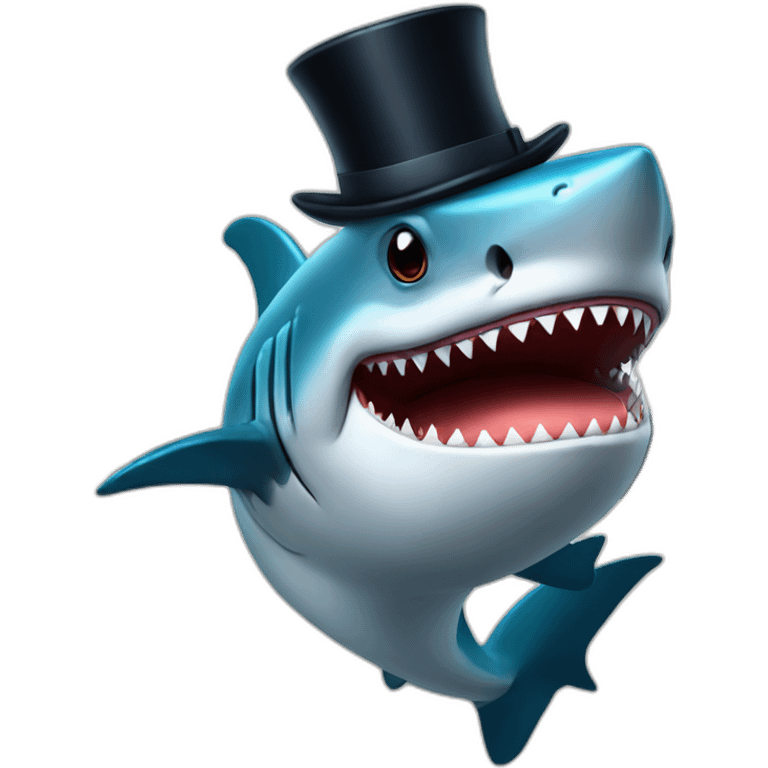 Shark with a top hat emoji