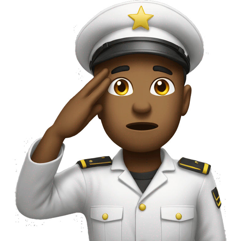 salute with stressed fac emoji