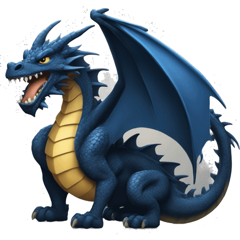 Big black Dragon with smaller Dark Blue Dragon and Little Golden Dragon in the middle emoji