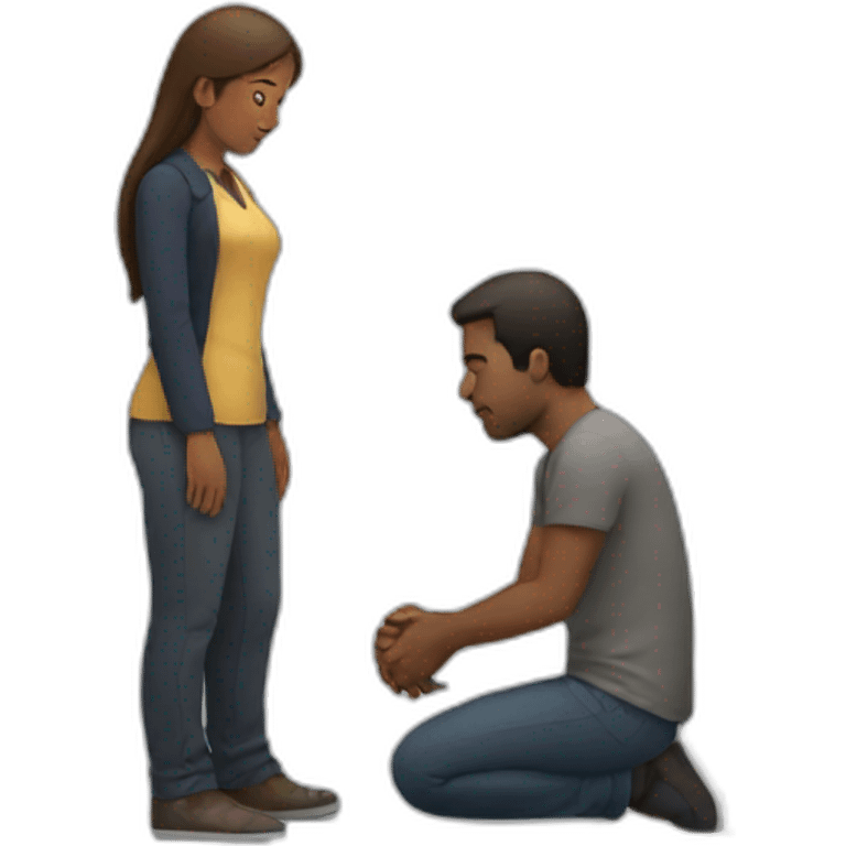 Woman on knees facing man emoji