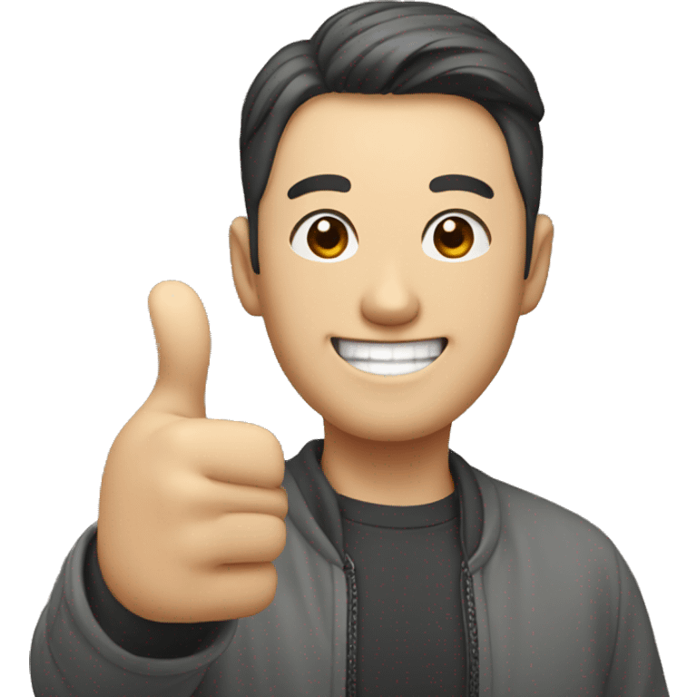 Smiling Korean Man shows thumbs up emoji