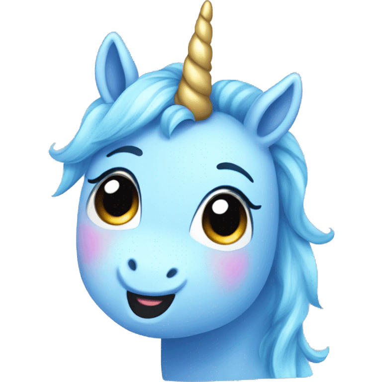 excited blue unicorn kawaii emoji