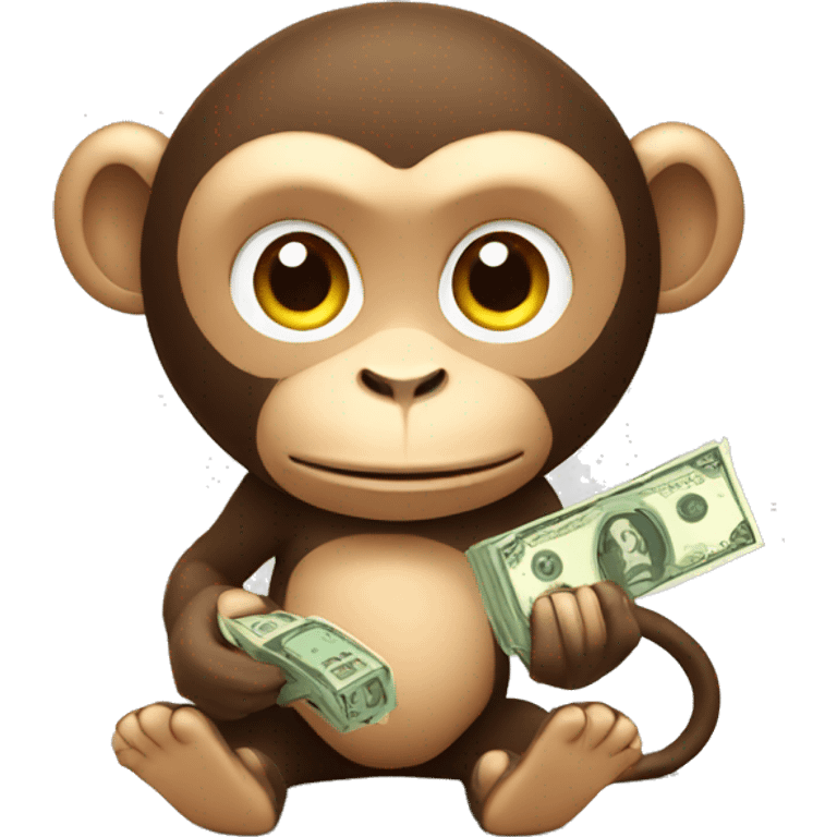 a monkey holding a lot of money emoji