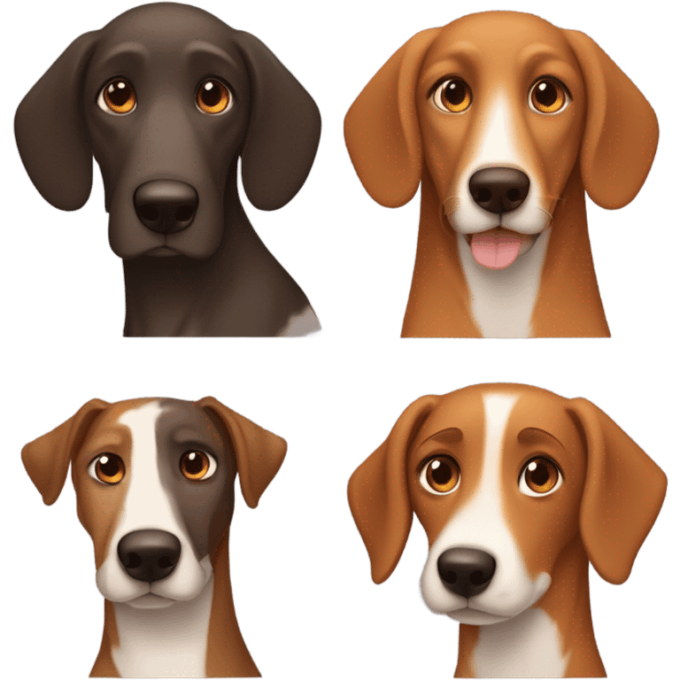 A couple, the boy with brown hair and brown eyes, and the girl with brown eyes and brown and a little orange hair. With a dog of the Italian sighthound breed emoji