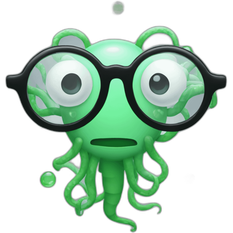 Long Bacteria without tentacles with glasses emoji