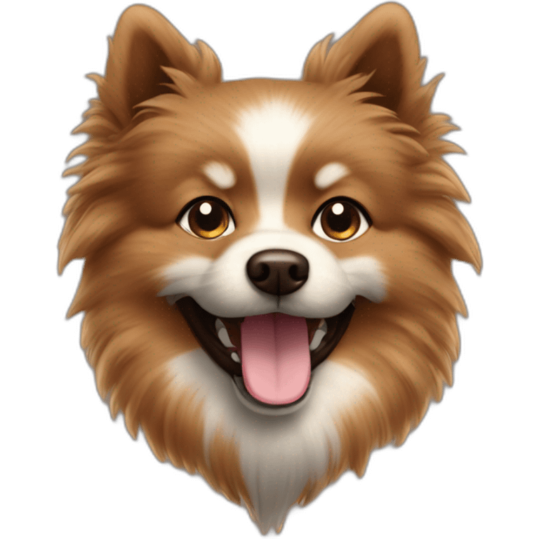 Spitz dog happy face only chocolate brown color hairy emoji