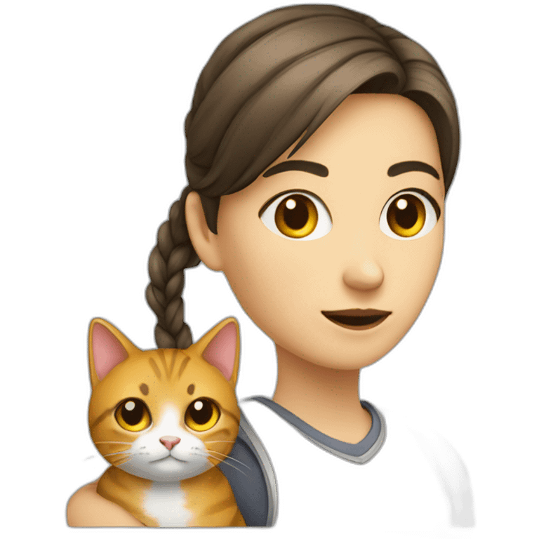 A girl with a cat, a programmer emoji