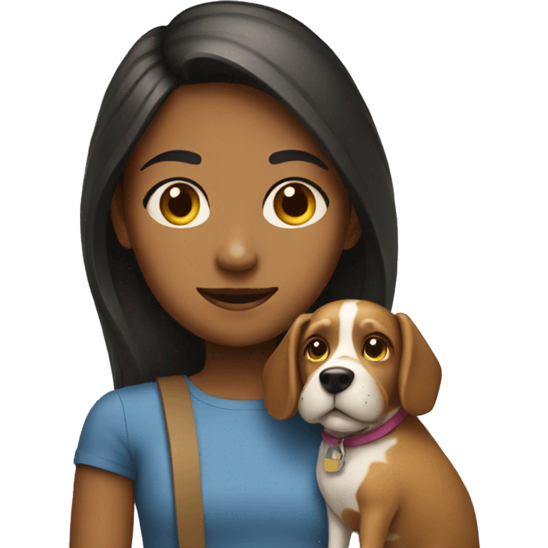 a girl with a dog emoji