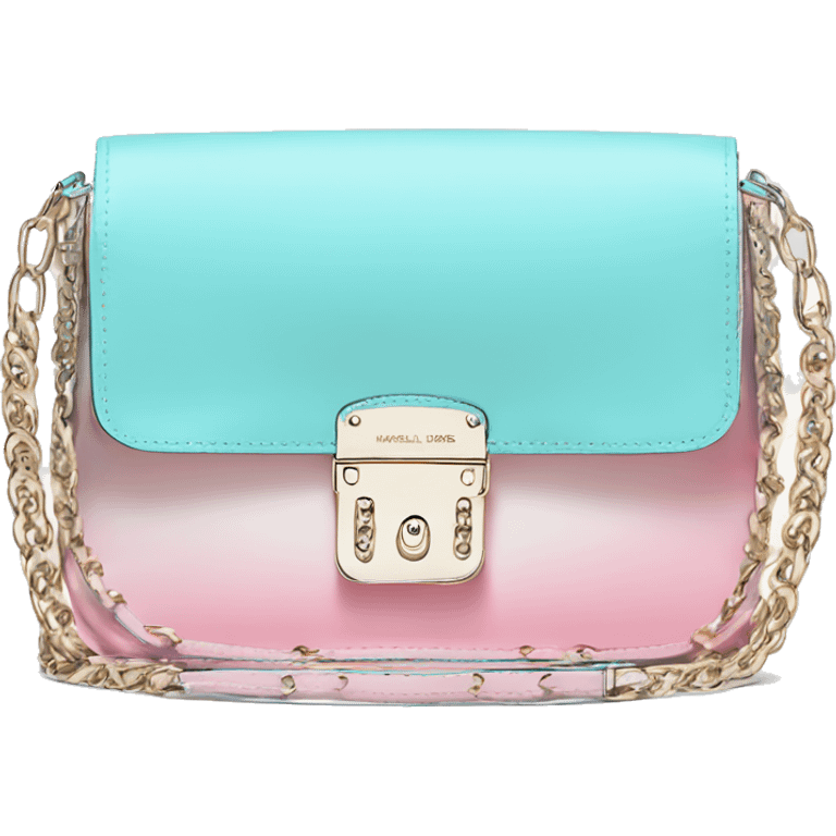 Realistic isolated tiffany blue ,baby pink,and baby blue ombre Michael Kors Handbag.  emoji