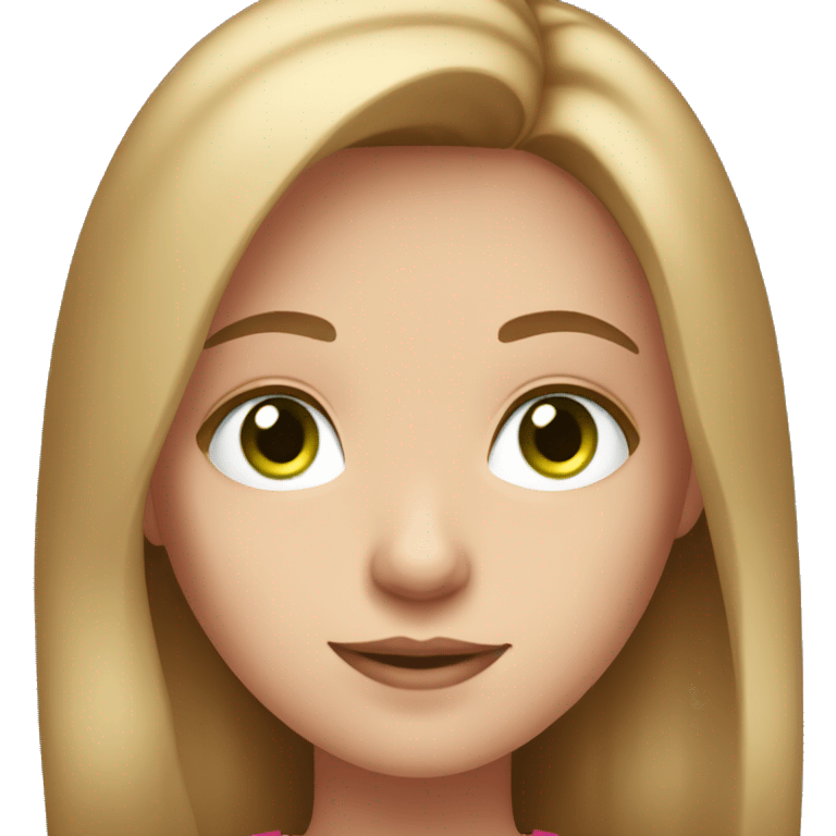 girl with light brown hair and green eyes and a pink top emoji