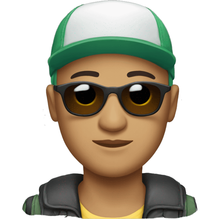 Bald Mexican young man with a baseball cap and sunglasses looking cool emoji