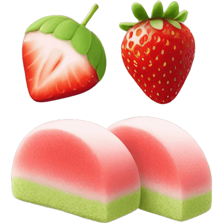 Strawberry and matcha mochi emoji