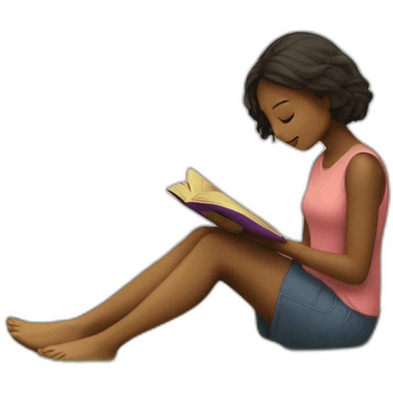 girl reading a book under a tree emoji