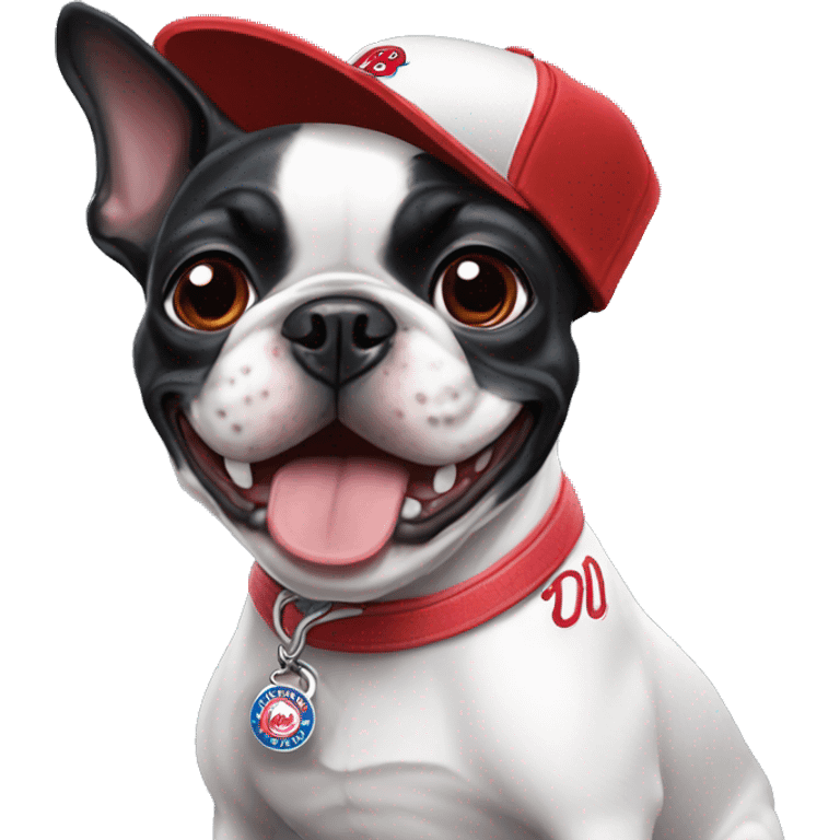 Boston terrier wearing a Philadelphia Phillies cap emoji