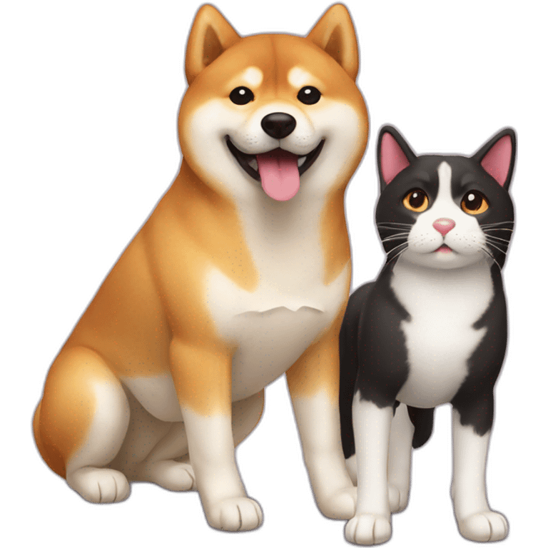 shiba inu and cat are best friends emoji