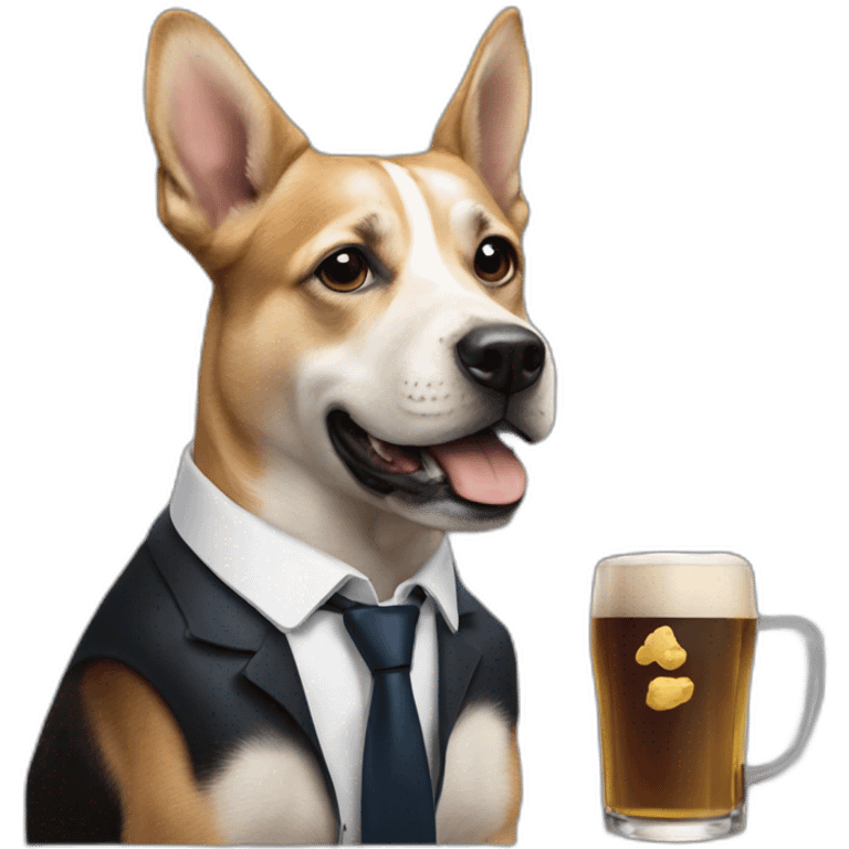 Macron sur un chien avec une pinte de bière à la main emoji