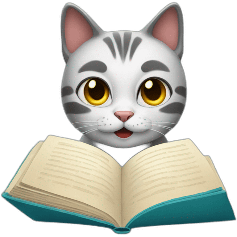 Cat reading book . Book - writing doctor retcept emoji