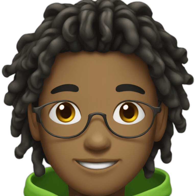 smiling black teenager boy with black locs wearing a green hoodie emoji