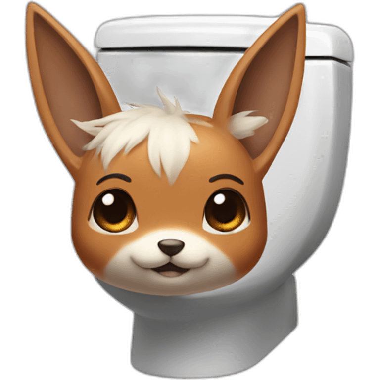 toilet with eevee head atop emoji