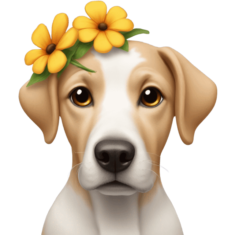 Dog with a flower on his head emoji