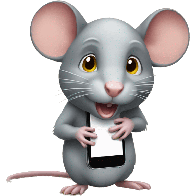 rat with phone emoji