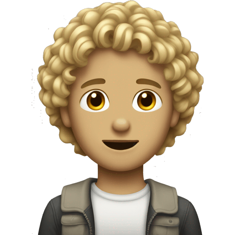 A boy with curly dirty blonde hair emoji