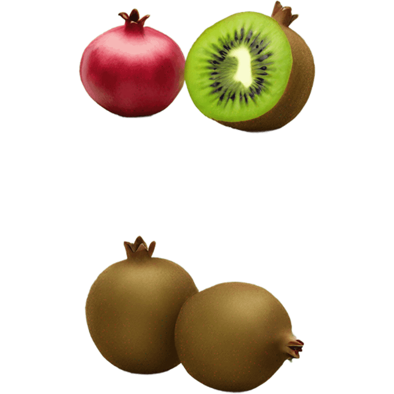 one kiwi and one pomegranate close to each other emoji