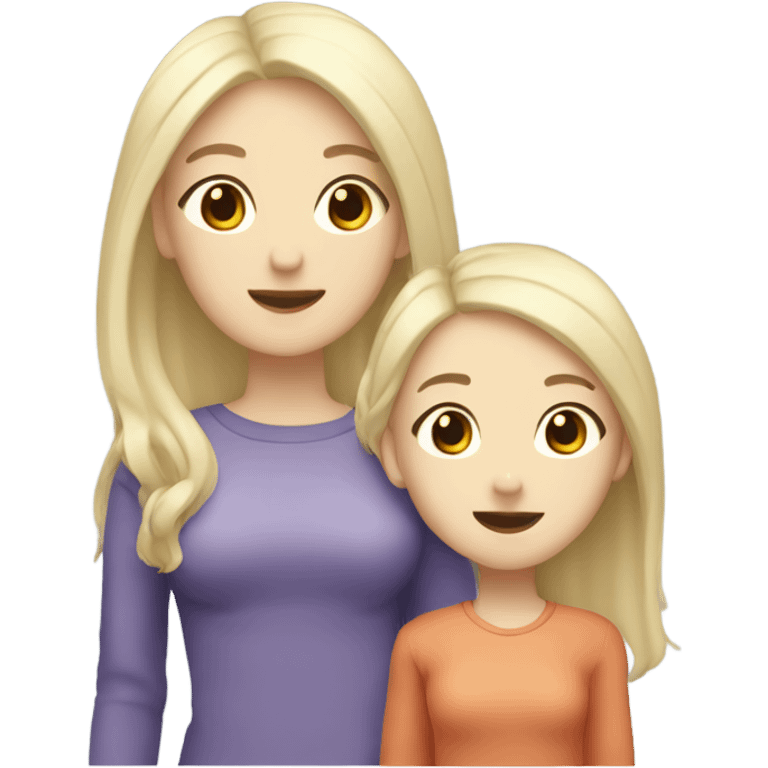 lesbian family with two asian pale black hair hair girls two blonde girls emoji