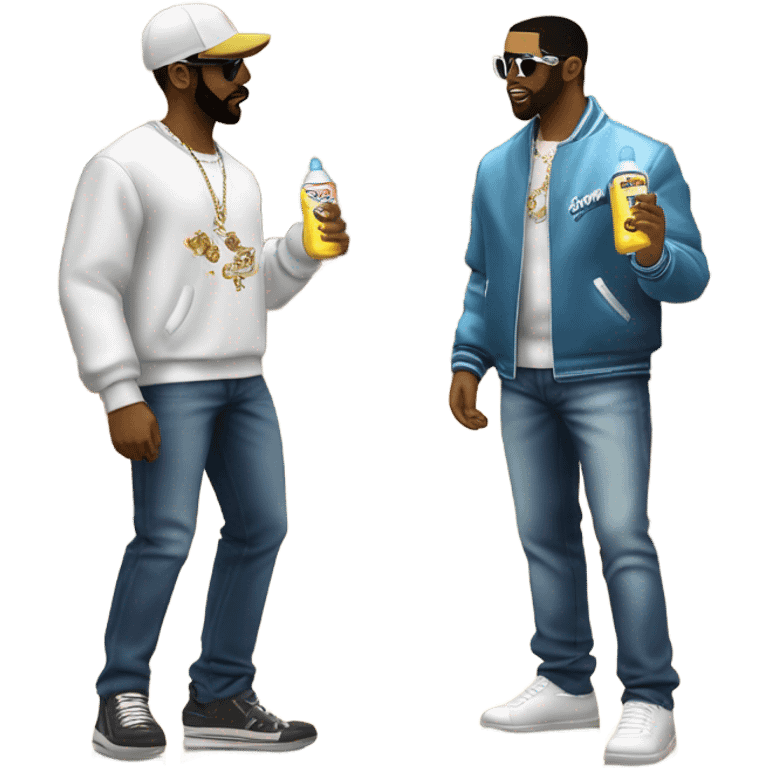 Drake and diddy buying baby oil at the syore emoji