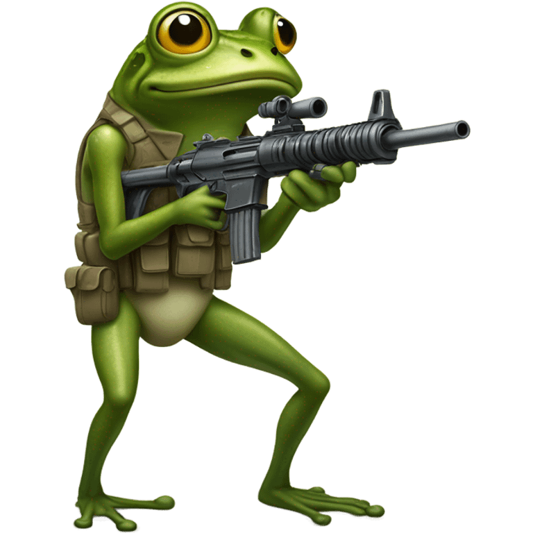 Frog shooting machine gun emoji