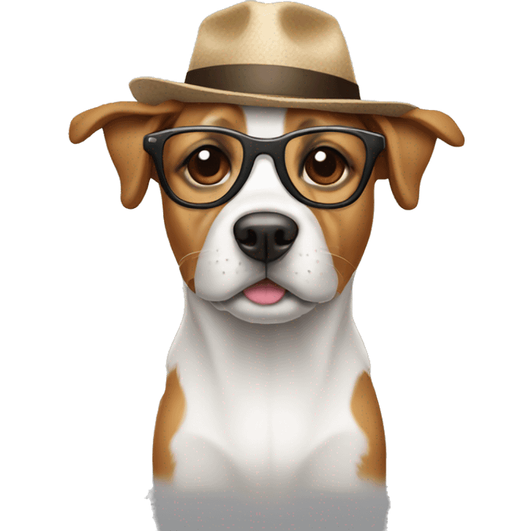 A dog with a hat and glasses emoji