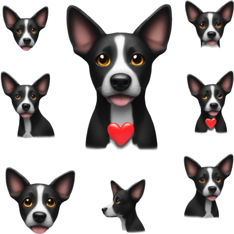 black street dog ears up with heart emoji